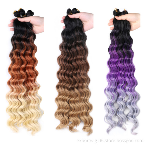 20 inch Synthetic Deep Wave Hair Extension Wholesale Ocean Wave Crochet Hair Ombre Water Deep Curly Braid Hair